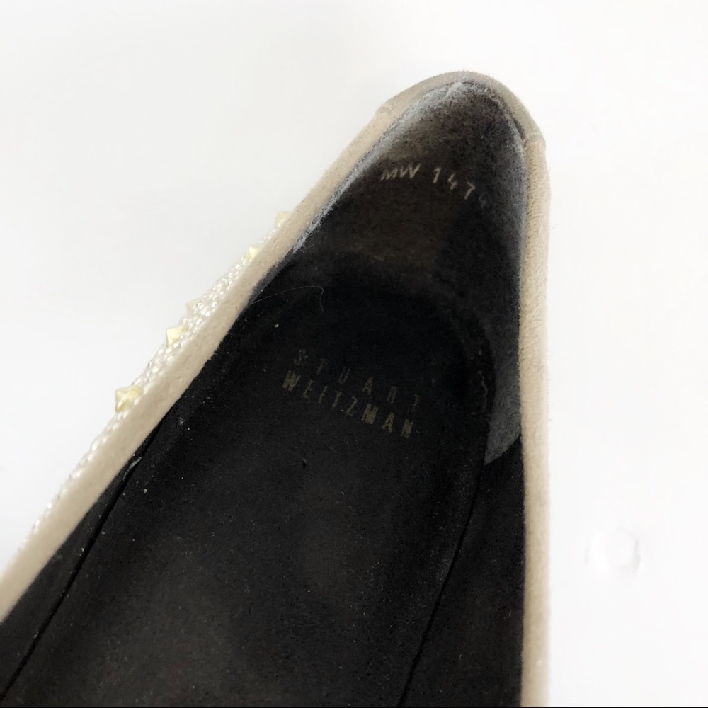 Stuart Weitzman gold studs tan embellished flats - Picture 5 of 7